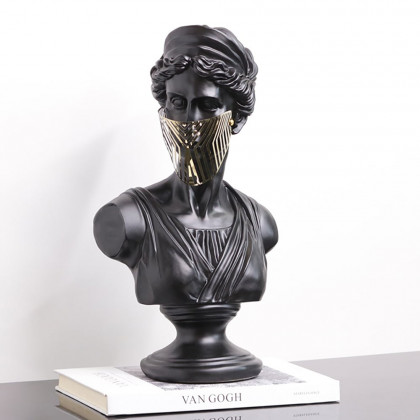 HMR - 15" Modern Black Masked Greek Goddess Ornament