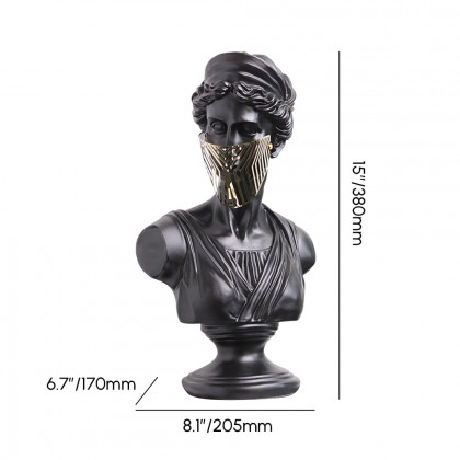 HMR - 15" Modern Black Masked Greek Goddess Ornament