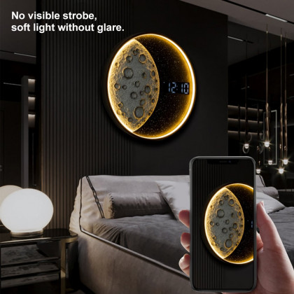 HMR - 19.7" LED Digital Round Moon Astronaut Wall Clock Spaceman Decor Art USB Charging