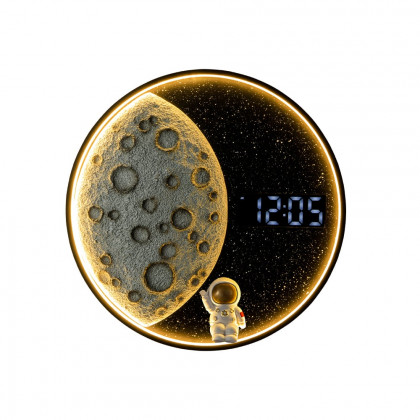 HMR - 19.7" LED Digital Round Moon Astronaut Wall Clock Spaceman Decor Art USB Charging