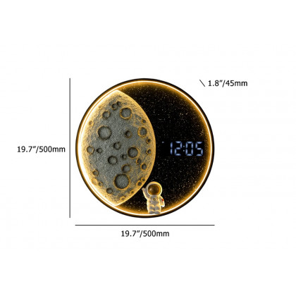 HMR - 19.7" LED Digital Round Moon Astronaut Wall Clock Spaceman Decor Art USB Charging