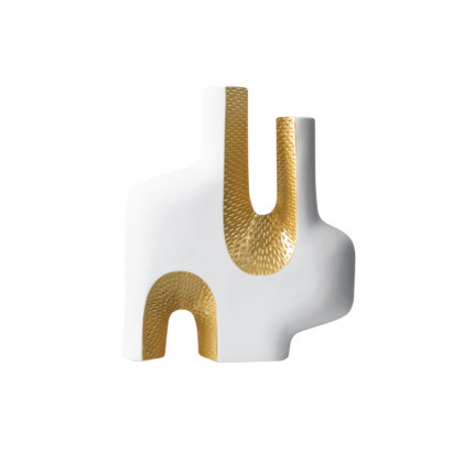 HMR - Modern Resin Abstract Sculpture Decorative Figurine Object Desk Decor Art White & Gold