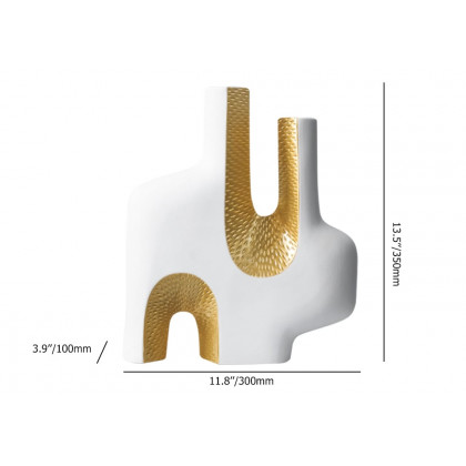 HMR - Modern Resin Abstract Sculpture Decorative Figurine Object Desk Decor Art White & Gold