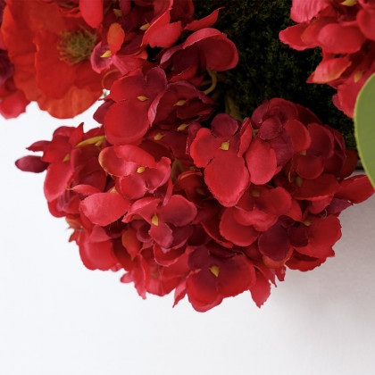 HMR - Vintage Red Fake Flower Arrangements Wall Hanging Decoration Artificial Silk Flower
