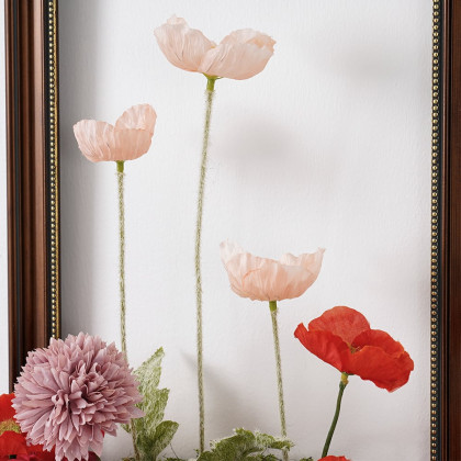 HMR - Vintage Red Fake Flower Arrangements Wall Hanging Decoration Artificial Silk Flower