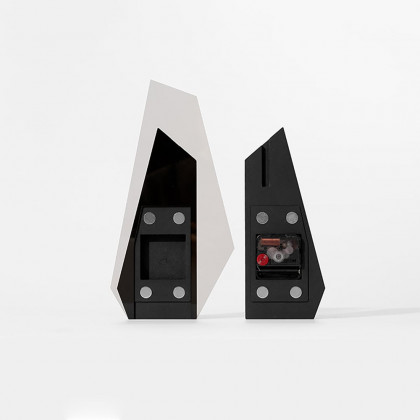 HMR - Modern Wood Black Abstract Geometry Mantel & Table Top Clock