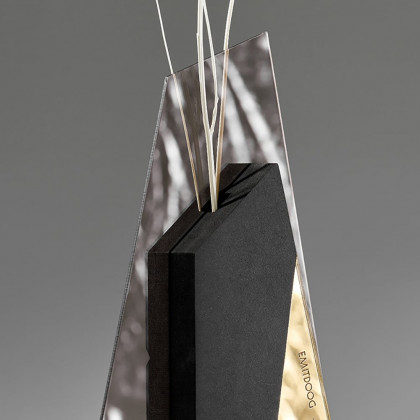 HMR - Modern Wood Black Abstract Geometry Mantel & Table Top Clock