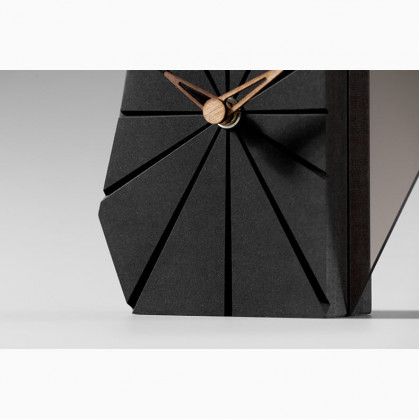 HMR - Modern Wood Black Abstract Geometry Mantel & Table Top Clock