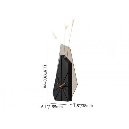 HMR - Modern Wood Black Abstract Geometry Mantel & Table Top Clock