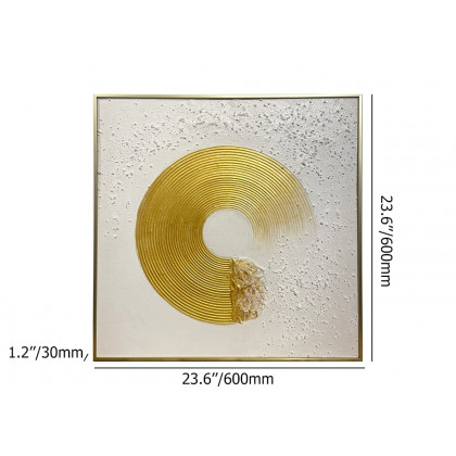 HMR - 3D Modern White Gold Wall Decor Art Textured Canvas Oil Painting with Frame Living Room
