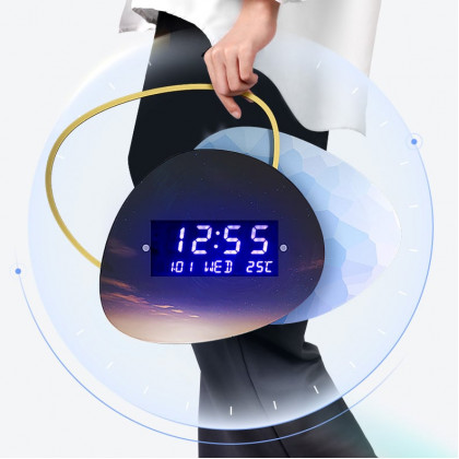HMR - 18.9" LED Digital Display Wall Clock Modern Acrylic Abstract Star Decor Art Living Room