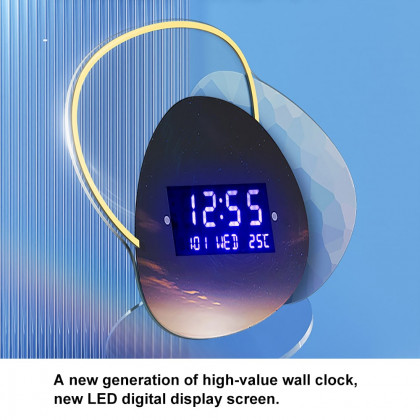HMR - 18.9" LED Digital Display Wall Clock Modern Acrylic Abstract Star Decor Art Living Room