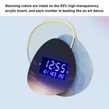 HMR - 18.9" LED Digital Display Wall Clock Modern Acrylic Abstract Star Decor Art Living Room