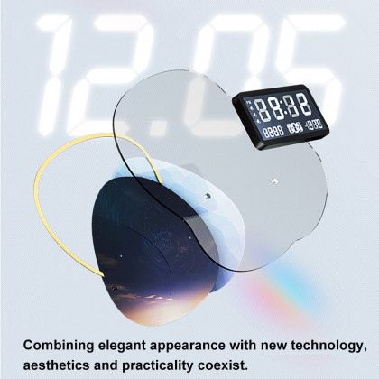 HMR - 18.9" LED Digital Display Wall Clock Modern Acrylic Abstract Star Decor Art Living Room