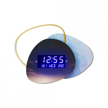 HMR - 18.9" LED Digital Display Wall Clock Modern Acrylic Abstract Star Decor Art Living Room