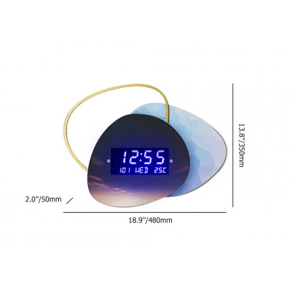 HMR - 18.9" LED Digital Display Wall Clock Modern Acrylic Abstract Star Decor Art Living Room