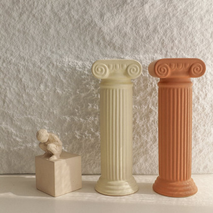 HMR - 2 Pieces Resin Roman Column Flower Vase Set Home Sculpture Decor Art Living Room Bedroom