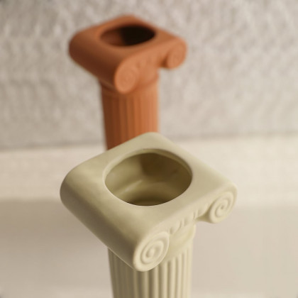 HMR - 2 Pieces Resin Roman Column Flower Vase Set Home Sculpture Decor Art Living Room Bedroom
