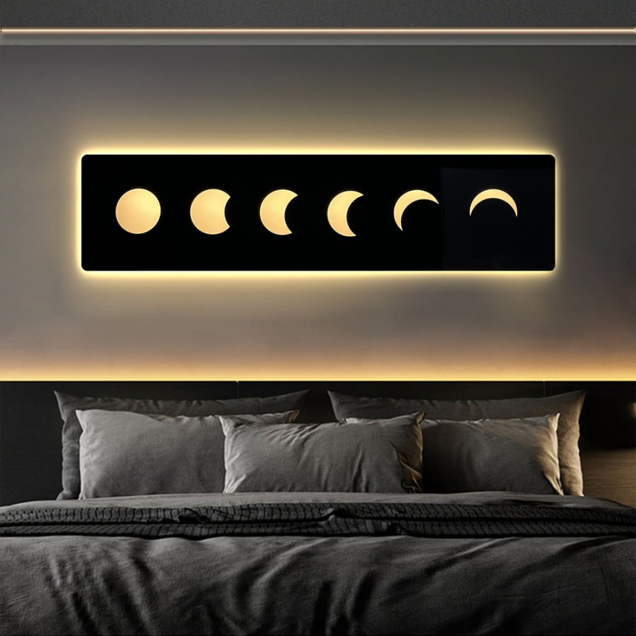 HMR - 47.2" Creative Moon Light Wall Art Decoration Painting USB LED Warm Wall Light