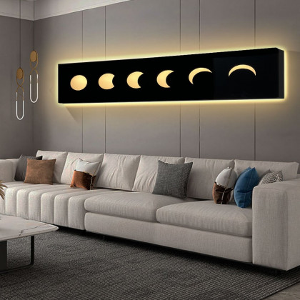 HMR - 47.2" Creative Moon Light Wall Art Decoration Painting USB LED Warm Wall Light