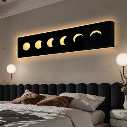 HMR - 47.2" Creative Moon Light Wall Art Decoration Painting USB LED Warm Wall Light