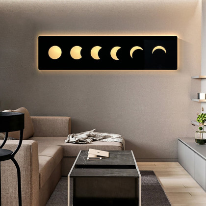 HMR - 47.2" Creative Moon Light Wall Art Decoration Painting USB LED Warm Wall Light