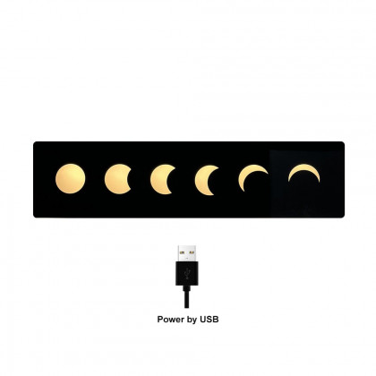 HMR - 47.2" Creative Moon Light Wall Art Decoration Painting USB LED Warm Wall Light