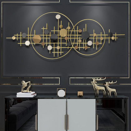 HMR - 3D Glam Big Gold Round Wall Decor Unique Decorative Metal Home Hanging Art Living Room