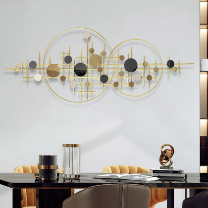 HMR - 3D Glam Big Gold Round Wall Decor Unique Decorative Metal Home Hanging Art Living Room