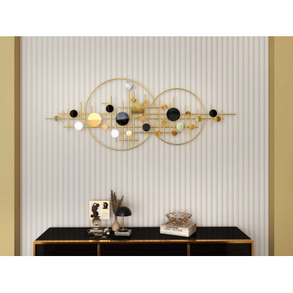 HMR - 3D Glam Big Gold Round Wall Decor Unique Decorative Metal Home Hanging Art Living Room