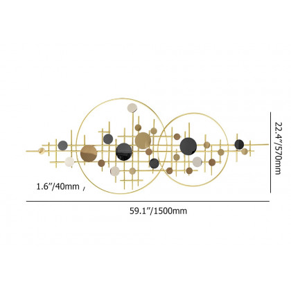 HMR - 3D Glam Big Gold Round Wall Decor Unique Decorative Metal Home Hanging Art Living Room