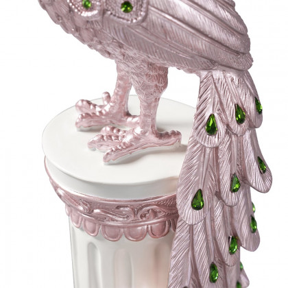 HMR 27.6" Large Glam Peacock Floor Sculpture Decor Art Living Room Bedroom - White & Pink