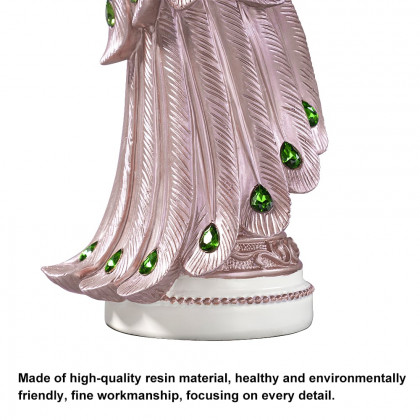 HMR 27.6" Large Glam Peacock Floor Sculpture Decor Art Living Room Bedroom - White & Pink