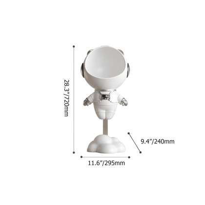 HMR Astronaut Resin Figurine Floating Side Table with Storage - White