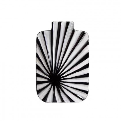 HMR - 2-Pieces Abstract White & Black Striped Resin Flower Vase Set Home Ornament Decor Art