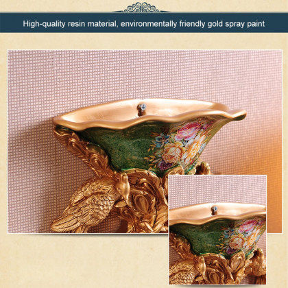 HMR - European Style Luxury Decorative Wall Flowers Carved Gold Artificial Flowers in Vase