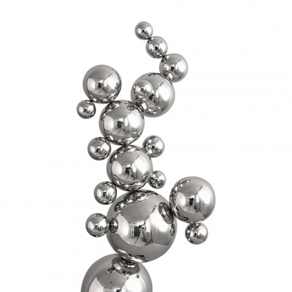 HMR - 24" Modern Abstract Geometric Ball Sculpture Art Ornament Stainless Steel & Marble Decor