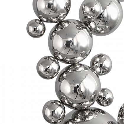 HMR - 24" Modern Abstract Geometric Ball Sculpture Art Ornament Stainless Steel & Marble Decor