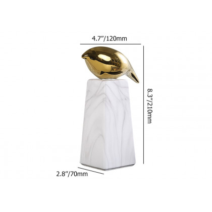 HMR - Modern White & Gold Ceramic Bird Ornament Sculpture Decor Animal Figurine Living Room