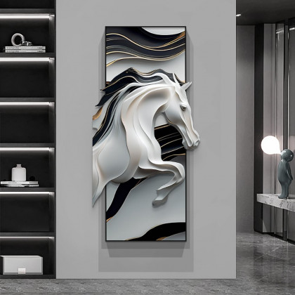 HMR - Creative Abstract Irregular Wall Hanging Decor Black& White Horse Home Decoration