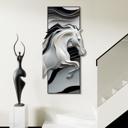 HMR - Creative Abstract Irregular Wall Hanging Decor Black& White Horse Home Decoration