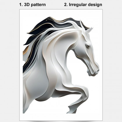 HMR - Creative Abstract Irregular Wall Hanging Decor Black& White Horse Home Decoration