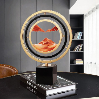 HMR - 13.8"Abstract Geometric Gold & Orange Sand Painting Ornaments Creative Home Decor
