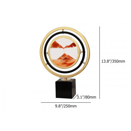 HMR - 13.8"Abstract Geometric Gold & Orange Sand Painting Ornaments Creative Home Decor