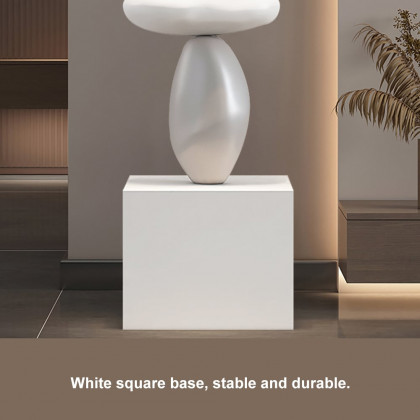 HMR - 30.7" Abstract Geometric Fiberglass & MDF Stacked Stone Floor Sculpture Light Decor Art