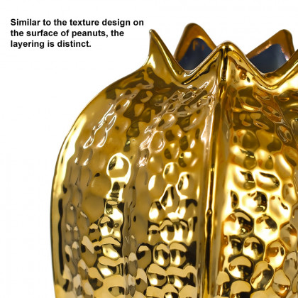 HMR - 11.8" Large Glam Gold Abstract Ceramic Flower Vase Living Room Bedroom Table