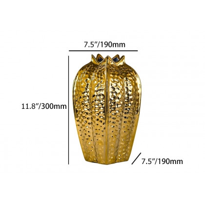 HMR - 11.8" Large Glam Gold Abstract Ceramic Flower Vase Living Room Bedroom Table