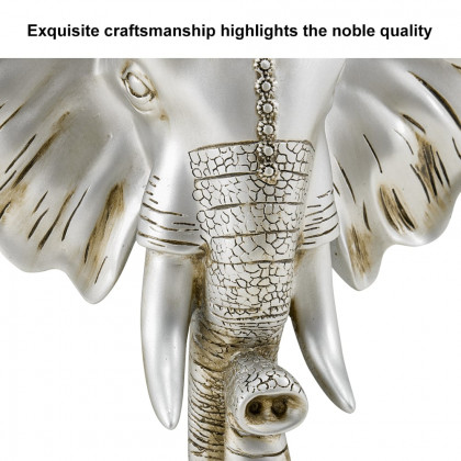 HMR - 3D Elephant Head Wall Decor Home Artificial Animal Hanging Art Living Room in Silver