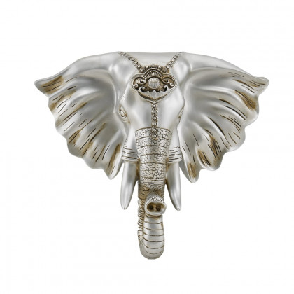 HMR - 3D Elephant Head Wall Decor Home Artificial Animal Hanging Art Living Room in Silver