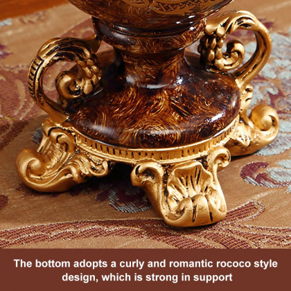 HMR - European Artificial Vintage Flower Arrangement Vase Set Golden Resin Vase Fake Flower